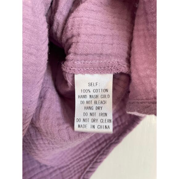 Andthewhy purple gauzy short sleeve ruffled top babydoll solid square neck Small - Picture 8 of 8